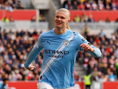 إيرلينغ هالاند بعد تسجيله هدفاً لمانشستر سيتي في مرمى برينتفورد - 5 أكتوبر 2025 - Action Images via Reuters