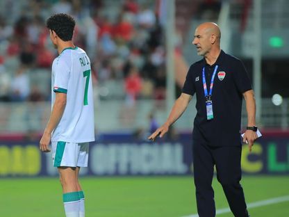 راضي شنيشل مدرب المنتخب العراقي خلال مباراة إندونيسيا في كأس آسيا تحت 23 عاماً- 2 مايو 2024 - Fb/@ Iraq Football Association