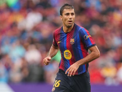 لاعب برشلونة رودري خلال المواجهة أمام فينورد في الجولة الأولى من مرحلة الدوري في دوري أبطال أوروبا - 9 سبتمبر 2026 - Getty Images