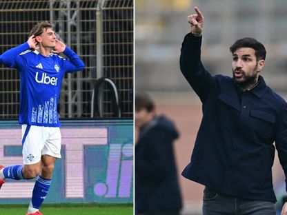 مدرب كومو سيسك فابريغاس ولاعب الفريق نيكو باز في صورة مركبة - الشرق