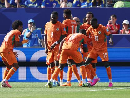 لاعبو كوت ديفوار يحتفلون بهدف نيكولاس بيبي الثاني في مرمى كوراساو في كأس العالم - 25 يونيو 2026 - IMAGN IMAGES via Reuters Connect