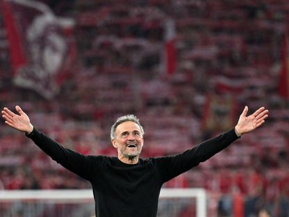مدرب باريس سان جيرمان لويس إنريكي يحتفل ببلوغ نهائي دوري أبطال أوروبا على حساب بايرن ميونيخ - 6 مايو 2026 - Reuters