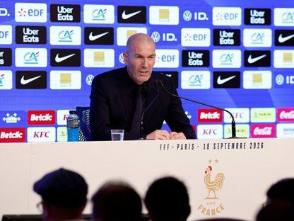 زين الدين زيدان خلال مؤتمر صحفي قبل مباريات دوري الأمم الأوروبية - 18 سبتمبر 2026 - Reuters