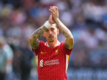 لاعب ليفربول كوستاس تسيميكاس قبل مباراة بريستون الودية قبل الموسم - 13 يوليو 2025 - Reuters