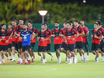جانب من تدريبات منتخب العراق قبل مواحهة إندونيسيا في الملحق المؤهل إلى كأس العالم 2026 - 8 أكتوبر 2025 - X/@Iraq National Team