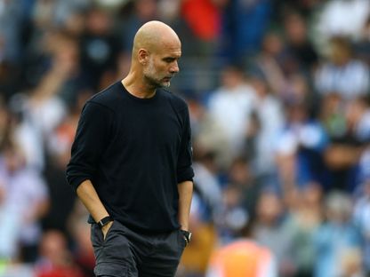 بيب غوارديولا مدرب مانشستر سيتي خلال مباراة برايتون في الدوري الإنجليزي - 31 أغسطس 2025 - Action Images via Reuters