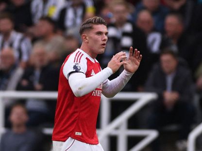 لاعب أرسنال فيكتور غيوكيريس خلال مباراة نيوكاسل في الدوري الإنجليزي الممتاز - ٢٨ سبتمبر ٢٠٢٥ - ٌReuters