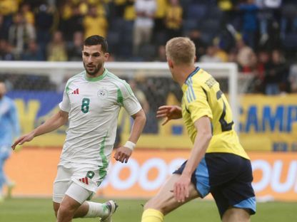 حسام عوار من مباراة الجزائر والسويد الودية - 10 يونيو 2025 - X/LesVerts