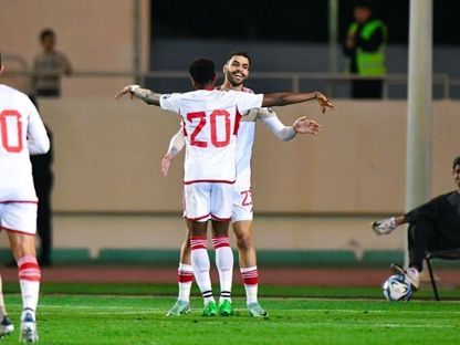لاعبو الإمارات يحتفلون بعد التسجيل بمواجهة اليمن في التصفيات الآسيوية المشتركة - 26 مارس 2024 - the-afc.com
