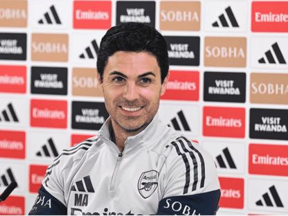 مدرب أرسنال ميكيل أرتيتا خلال مؤتمر صحفي قبل مواجهة مانشستر سيتي بنهائي كأس كاراباو - 20 مارس 2026 - www.arsenal.com