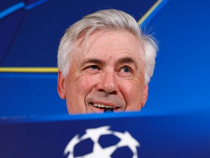 كارلو أنشيلوتي مدرب ريال مدريد في مؤتمر صحفي قبل مواجهة أرسنال - 15 أبريل 2025 - Reuters