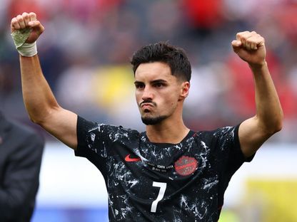 ستيفن أوستاكيو يحتفل بهدفه في فوز كندا على جنوب إفريقيا بكأس العالم - 28 يونيو 2026 - Reuters