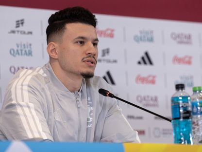 عبد الله الحمدان لاعب السعودية في مؤتمر صحافي - 7 ديسمبر 2025 - X/@SaudiNT