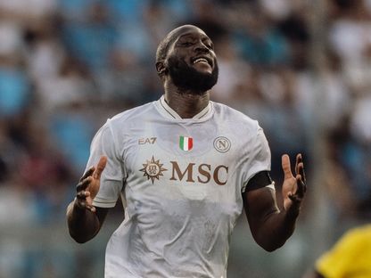 روميلو لوكاكو مهاجم نابولي خلال مباراة سورينتو الودية - 10 أغسطس 2025 - fb/@SSC Napoli