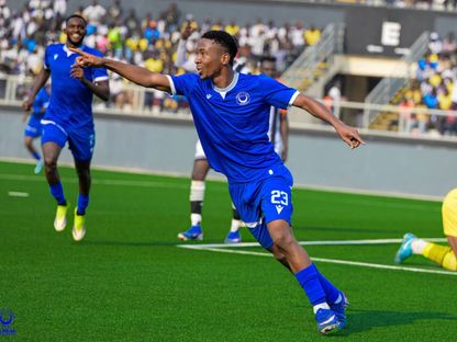 احتفال أحمد سالم مهاجم الهلال السوداني بتسجيل هدف في مرمى إيغل نوار البوروندي بدوري أبطال إفريقيا - 5 سبتمبر 2026 - X/@Al Hilal S.C