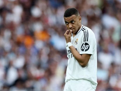لاعب ريال مدريد كيليان مبابي خلال مباراة ريال سوسيداد في الدوري الإسباني - 24 مايو 2025 - Reuters
