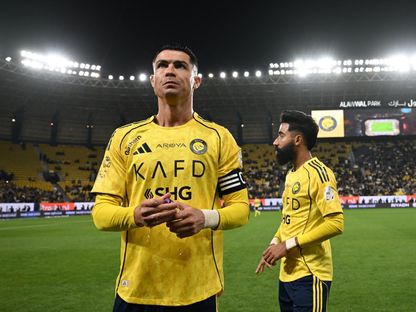 كريستيانو رونالدو نجم نادي النصر يحتفل بالفوز على الشباب بالدوري السعودي - 17 يناير 2026 - Reuters