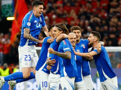 فرحة منتخب إيطاليا بهدف التقدم 2-1 أمام ألبانيا في يورو 2024 - Reuters