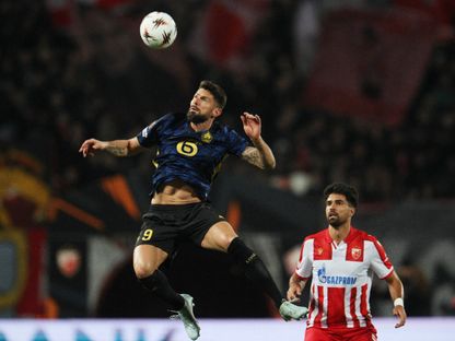 أوليفييه جيرو مهاجم ليل خلال مواجهة النجم الأحمر في الدوري الأوروبي - 26 فبراير 2026 - Reuters