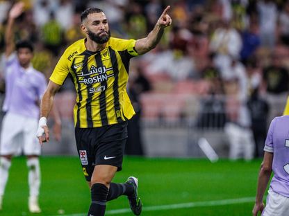 الفرنسي كريم بنزيما قائد نادي الاتحاد السعودي يحتفل بهدفه في شباك التعاون - 29 أغسطس 2024 - X/ittihad