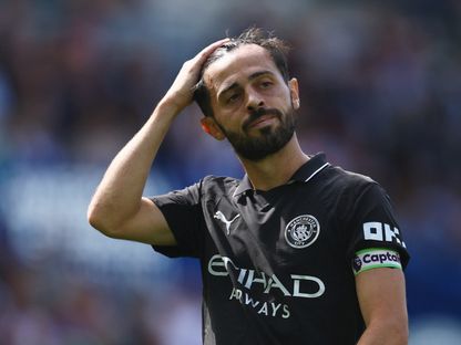 برناردو سيلفا محبطاً خلال مباراة بين مانشستر سيتي وبرايتون – 31 أغسطس 2025 - Action Images via Reuters