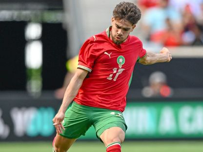 عبد الصمد الزلزولي جناح المغرب خلال لقاء النرويج الودي - 8 يونيو 2026 - X@EnMaroc
