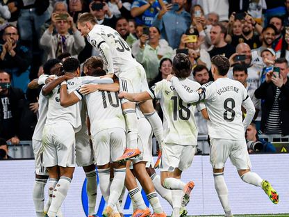 احتفال لاعبي ريال مدريد بالتسجيل أمام بلباو في الدوري الإسباني - 7 ديسمبر 2025 - X@realmadrid
