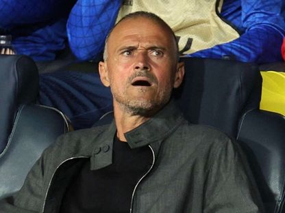 لويس إنريكي في مباراة برشلونة وباريس سان جيرمان بدوري أبطال أوروبا - 1 أكتوبر 2025 - Reuters