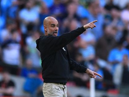 مدرب مانشستر سيتي بيب غوارديولا خلال مباراة ضد ساوثهامبتون في كأس الاتحاد الإنجليزي - 25 أبريل 2026 - Action Images via Reuters