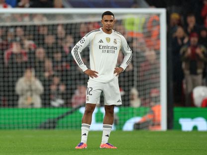 لاعب ريال مدريد ترينت ألكسندر-أرنولد خلال مباراة ليفربول في دوري أبطال أوروبا - 4 نوفمبر 2025 - Reuters