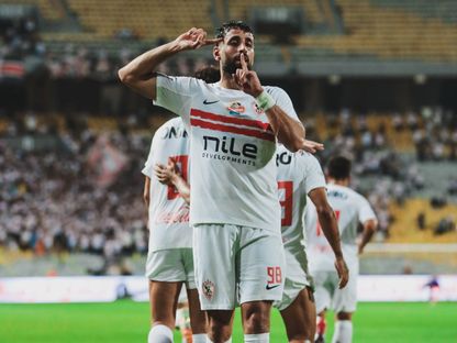 عدي الدباغ مهاجم الزمالك يحتفل بهدفه في مرمى المصري البورسعيدي بالدوري المصري - 13 سبتمبر 2025 - X/@ZSCOfficial