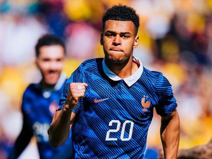 ديزيري دوي يحتفل بهدفه في مباراة فرنسا وكولومبيا الودية - 29 مارس 2026 - X/PSG_inside