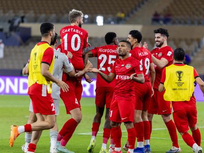 احتفال لاعبي شباب الأهلي بتسجيل هدف في مرمى بوريرام يونايتد التايلاندي بدوري أبطال أسيا للنخبة - 18 أبريل 2026 - X/@Shabab_AlAhliFC