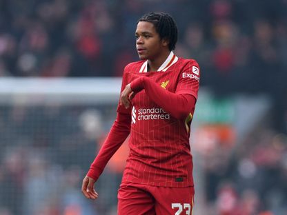 ريو نغوموها لاعب ليفربول خلال مواجهة أكرينغتون ستانلي في كأس الاتحاد الإنجليزي - 11 يناير 2025 - Reuters