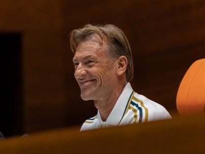 هيرفي رينارد مدرب السعودية خلال مؤتمر صحافي - 26 مارس 2026 - X/@SaudiNT