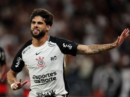 يوري ألبرتو مهاجم كورينثيانز يحتفل بهدفه أمام فلامنغو في الدوري البرازيلي - 22 مارس 2026 - Reuters