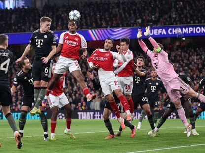 يورين تيمبر في طريقه لمنح أرسنال التقدم على بايرن ميونيخ بدوري الأبطال - 26 نوفمبر 2025 - Reuters