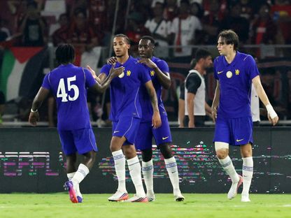 جواو بيدرو لاعب تشيلسي يحتفل بهدفه في مرمى ميلان في مباراة ودية - 8 أغسطس 2026 - Reuters