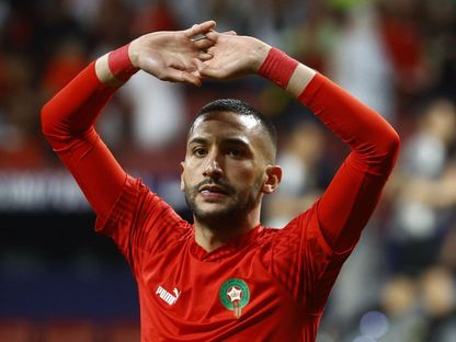 حكيم زياش نجم منتخب المغرب في مواجهة البيرو - 28 مارس 2023 - Reuters
