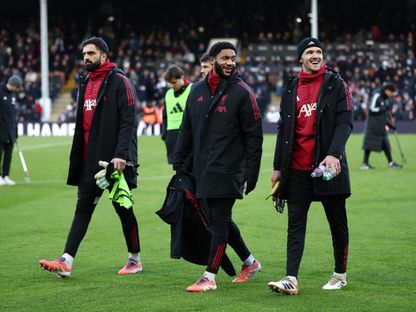 لاعبو ليفربول قبل مواجهة فولهام في الدوري الإنجليزي الممتاز - 4 يناير 2025 - REUTERS