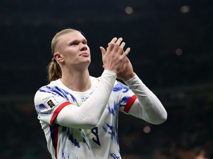 إيرلينغ هالاند من مباراة النرويج وإيطاليا بتصفيات أوروبا المؤهلة لكأس العالم - 16 نوفمبر 2025 - Reuters