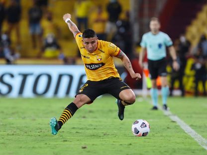 ماريو بينيدا خلال مباراة بين برشلونة غواياكيل وفلامنغو في كوبا ليبرتادوريس - 29 سبتمبر 2021 - Pool via REUTERS