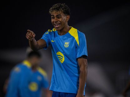 لامين يامال خلال تدريبات برشلونة قبل مواجهة ريال مدريد بنهائي السوبر الإسباني في السعودية - 10 يناير 2026 - X@FCBarcelona