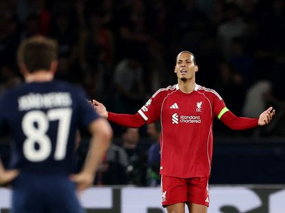 فرجيل فان دايك خلال مباراة باريس سان جيرمان وليفربول بدوري أبطال أوروبا - 8 أبريل 2026 - Reuters