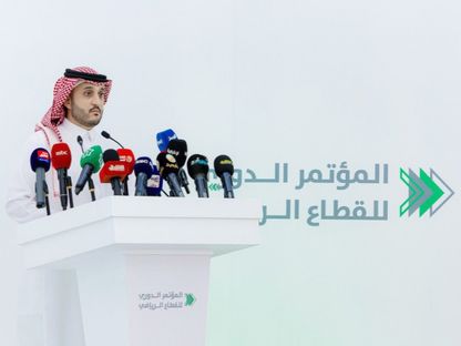 عمر مغربل الرئيس التنفيذي لرابطة الدوري السعودي للمحترفين خلال المؤتمر الدوري للقطاع الرياضي - 21 أغسطس 2024 - X/mosgovsa