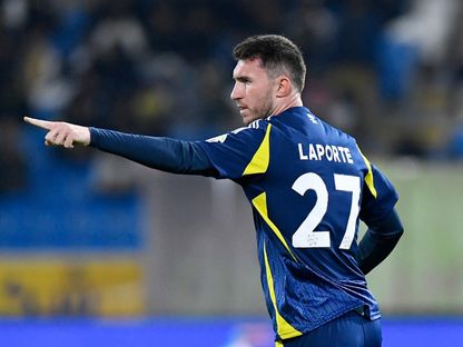 إيمريك لابورت مدافع نادي النصر يحتفل بتسجيل هدف في مرمى التعاون بدوري روشن السعودي - 17 يناير 2025 - Reuters