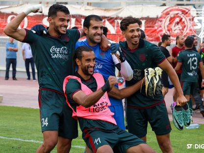 لاعبو الملعب التونسي يحتفلون بالفوز على النجم الساحلي في ربع نهائي كأس تونس - 20 أبريل 2024 - X/@Stade Tunisien