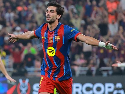 فيران توريس لاعب برشلونة يحتفل بهدفه أمام أتلتيك بلباو في كأس السوبر الإسبانية - 7 يناير 2026 - Reuters