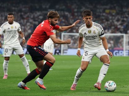 التركي أردا غولر لاعب ريال مدريد خلال مواجهة أوساسونا في الدوري الإسباني - 19 أغسطس 2025 - Action Images REUTERS