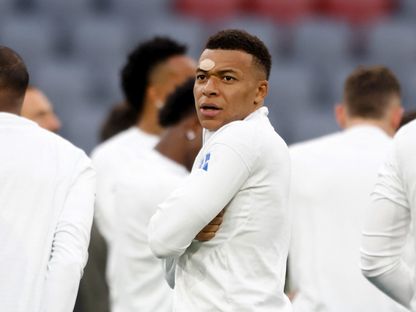 لاعب ريال مدريد كيليان مبابي خلال التدريبات قبل مواجهة بايرن ميونيخ في دوري أبطال أوروبا - 14 أبريل 2026 - Reuters